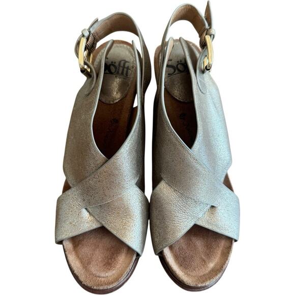 Sofft Cambria Leather Cross Strap Platform Slingback Sandals Gold Women's 6.5M - Picture 10 of 15